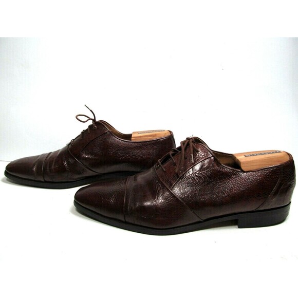 Florsheim Brown Reptile Print Leather Cap Toe Oxfords Mens Size US 12 D - Picture 4 of 11